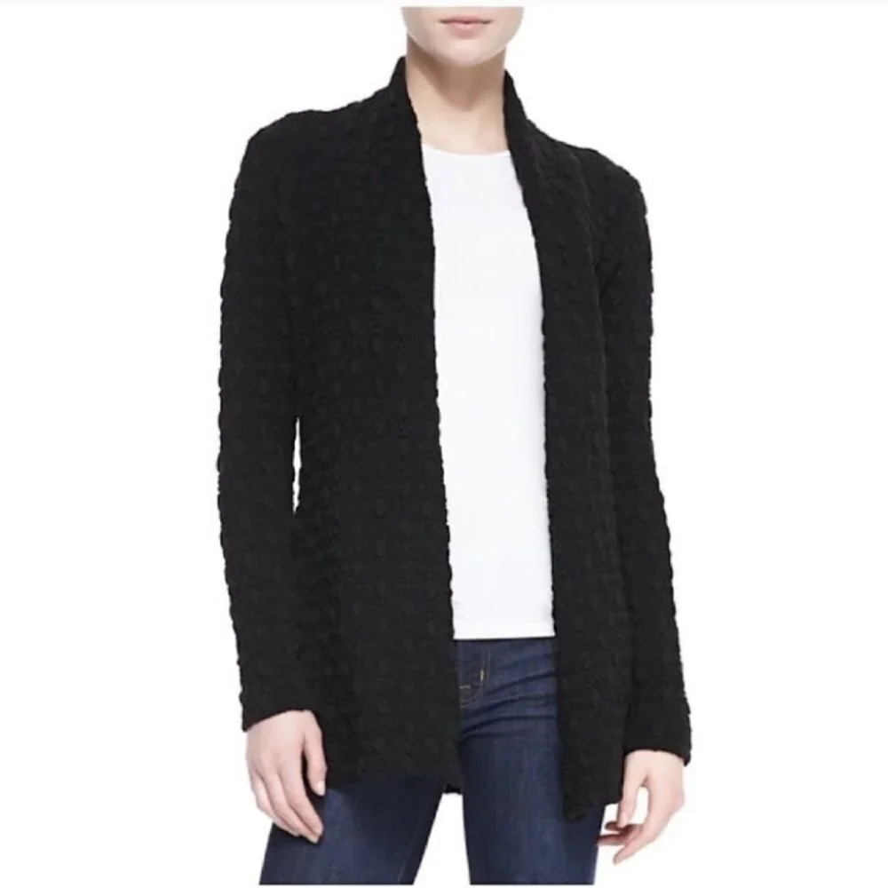 Three‎ Dots Textured Drape Open Cardigan Sweater